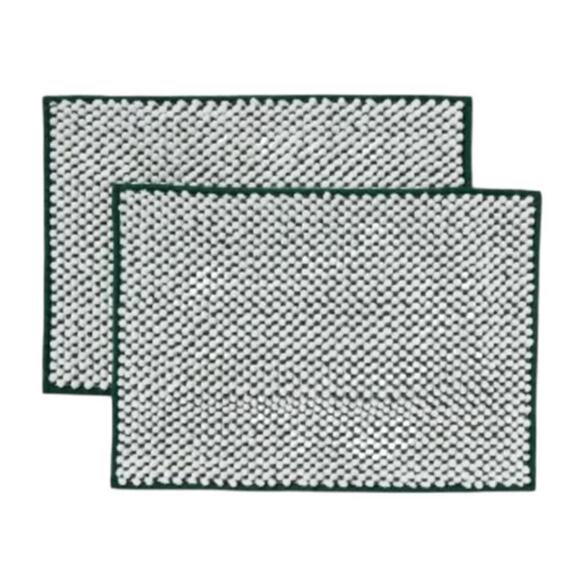 Room Essentials White/Dark Green Everyday Chenille Bath Rug Set Of Two - Picture 1 of 5